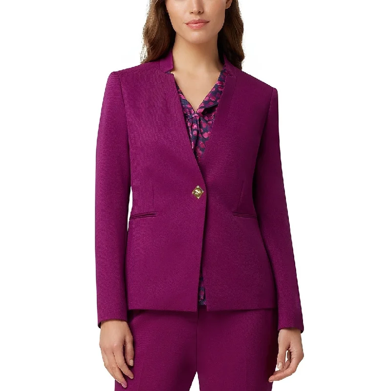 Tahari Asl Women's Petite Turnlock-Closure Blazer Purple Size 6