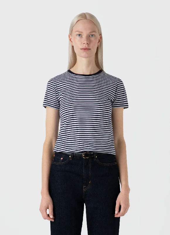 Women's Classic T-shirt in Navy/White English Stripe