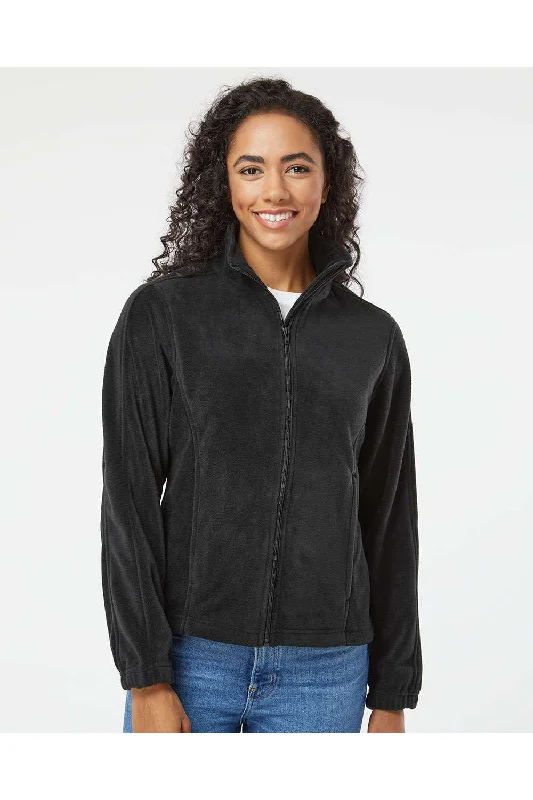 Burnside Womens Polar Fleece Full Zip Sweatshirt w/ Pockets - Black - Closeout