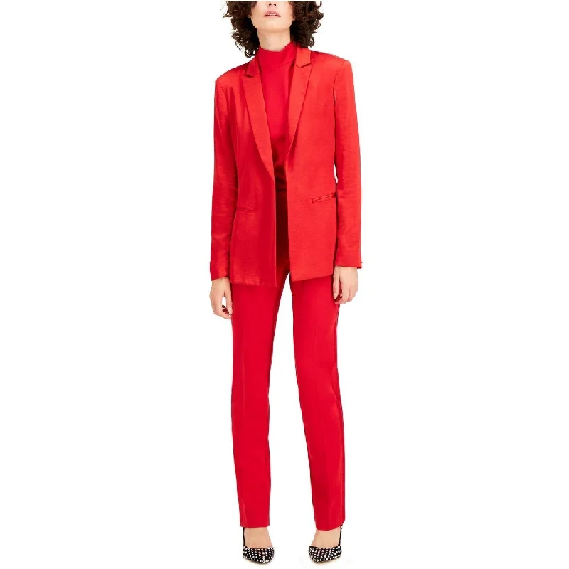 INC International Concepts Women's Satin Open-Front Blazer Bright Red Size Small