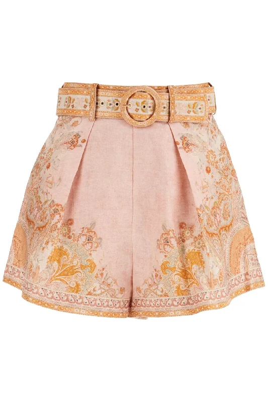 Zimmermann Women's High-Waisted Floral  Linen Shorts