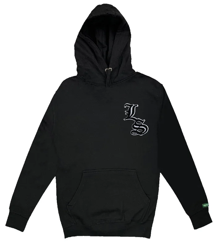 Black w/ White LS Hoodie