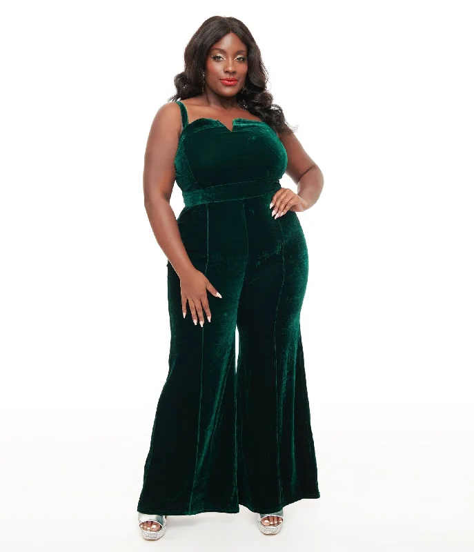 Plus Size Emerald Velvet Jumpsuit