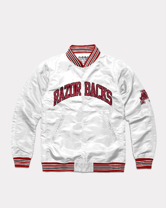 Arkansas Razorbacks Arch White Varsity Jacket