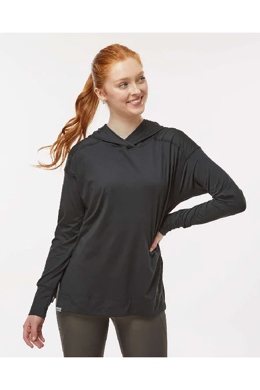 Holloway Womens Eco Revive Ventura Moisture Wicking Hooded Sweatshirt Hoodie w/ Pockets - Black