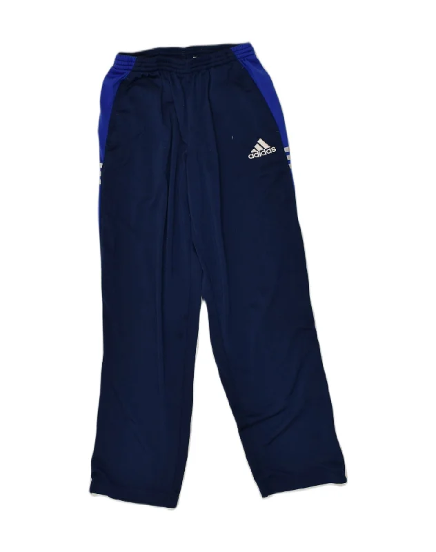 ADIDAS Womens Tracksuit Trousers UK 14 Large Navy Blue Colourblock