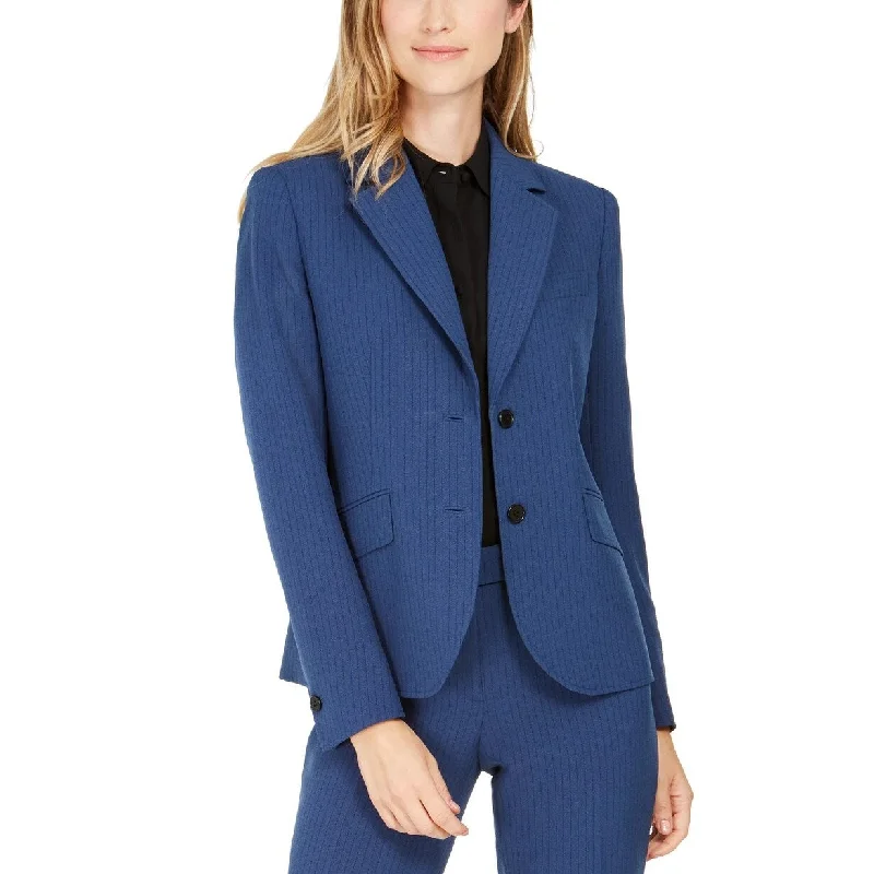 Anne Klein Women's Pinstriped Blazer Dark Blue Size 8