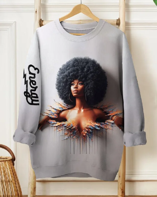 Energetic Afro Girl Long Sleeve Sweatshirt