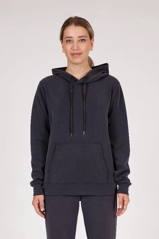 Premium luxe sueded scuba hoodie in charcoal