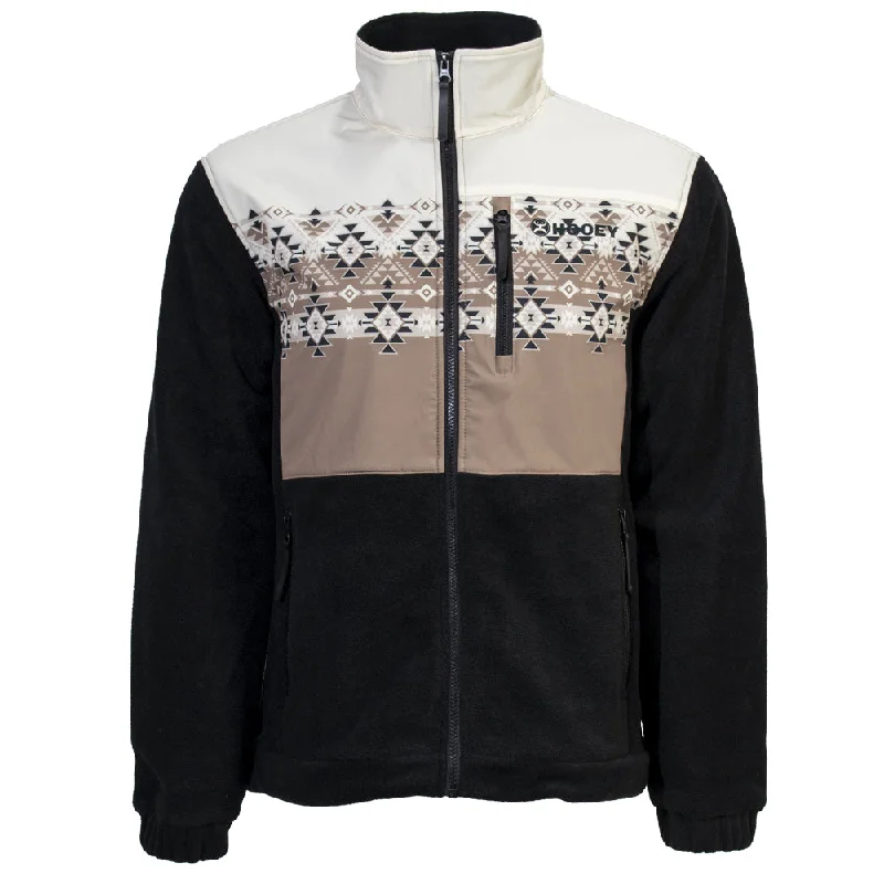 "Hooey Tech Fleece Jacket" Black/Aztec