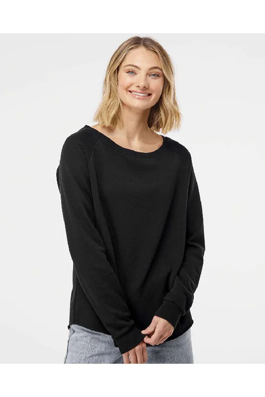 Independent Trading Co. Womens California Wave Wash Crewneck Sweatshirt - Black