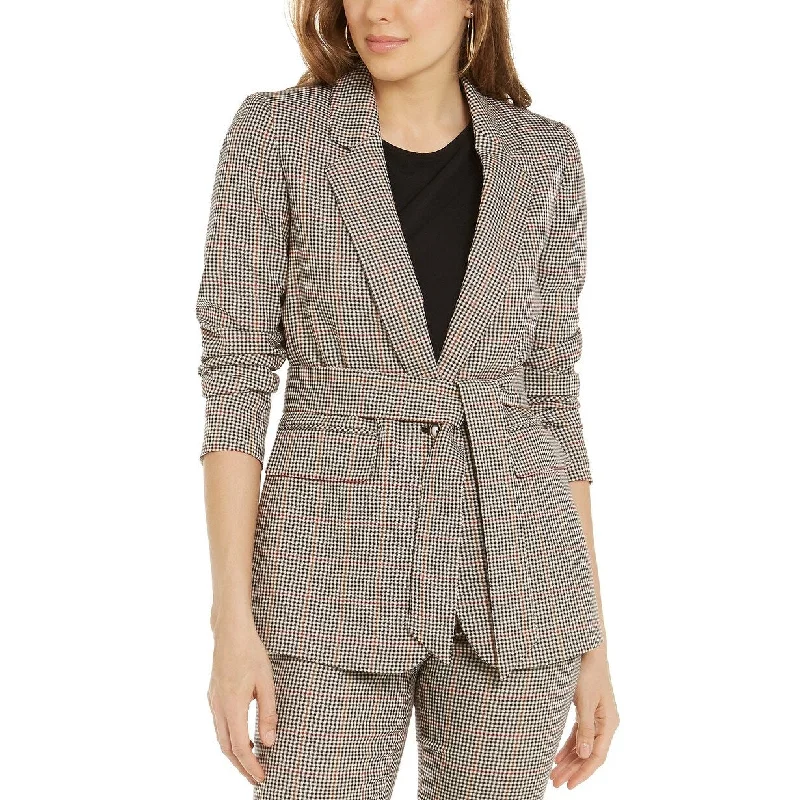 Bar III Women's Plaid Tie-Waist Blazer Beigekhaki Size Extra Large