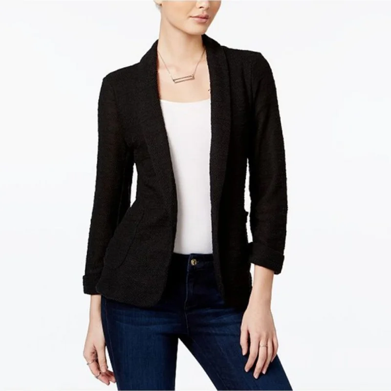 Maison Jules Women's 3/4 Sleeve Knit Blazer Black Size Extra Small