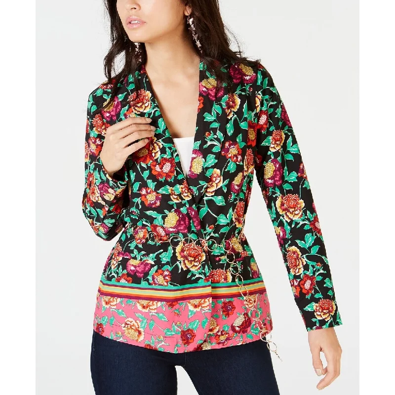 Thalia Sodi Women's Floral Belted Blazer Pink Size Small