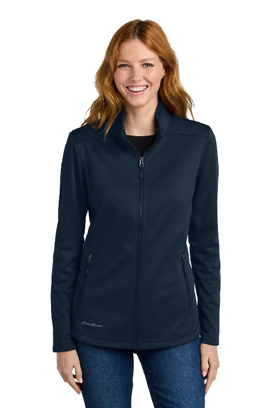 Eddie Bauer Womens Smooth Fleece Full Zip Sweatshirt w/ Pockets - River Navy Blue - New