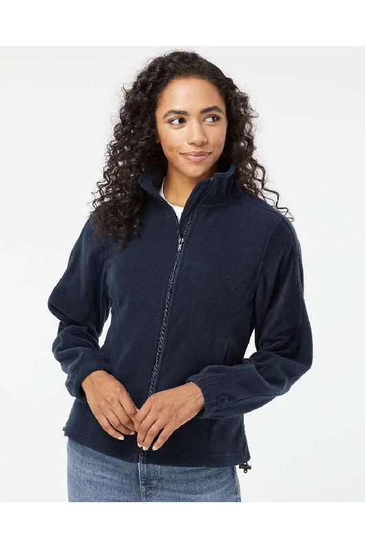 Burnside Womens Polar Fleece Full Zip Sweatshirt w/ Pockets - Navy Blue - Closeout