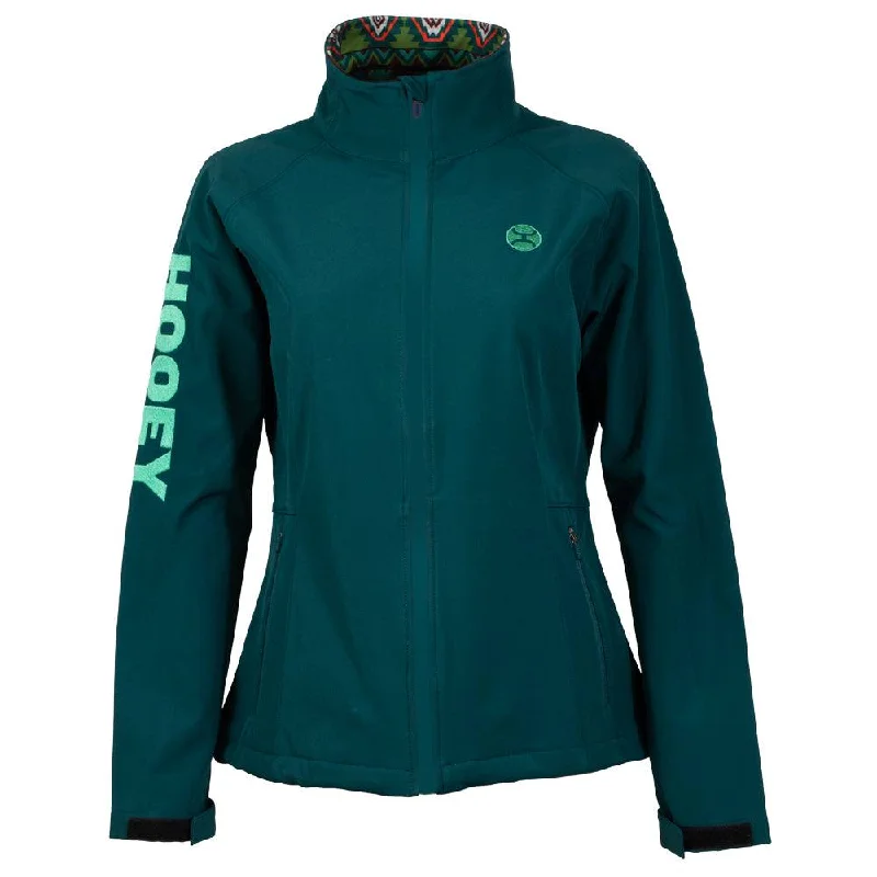 "Ladies Softshell Jacket" Teal w/Multi Color Pattern Lining