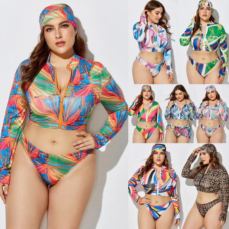 Summer Plus Sizes 3pcs Bikini Suits