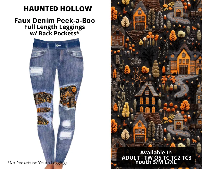 Haunted Hallow Faux Denim Full Length Peekaboo Leggings