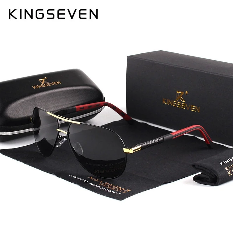 Kingseven men vintage polarized aluminum sunglasses classic brand coating glasses driving lens eyewear for man / woman