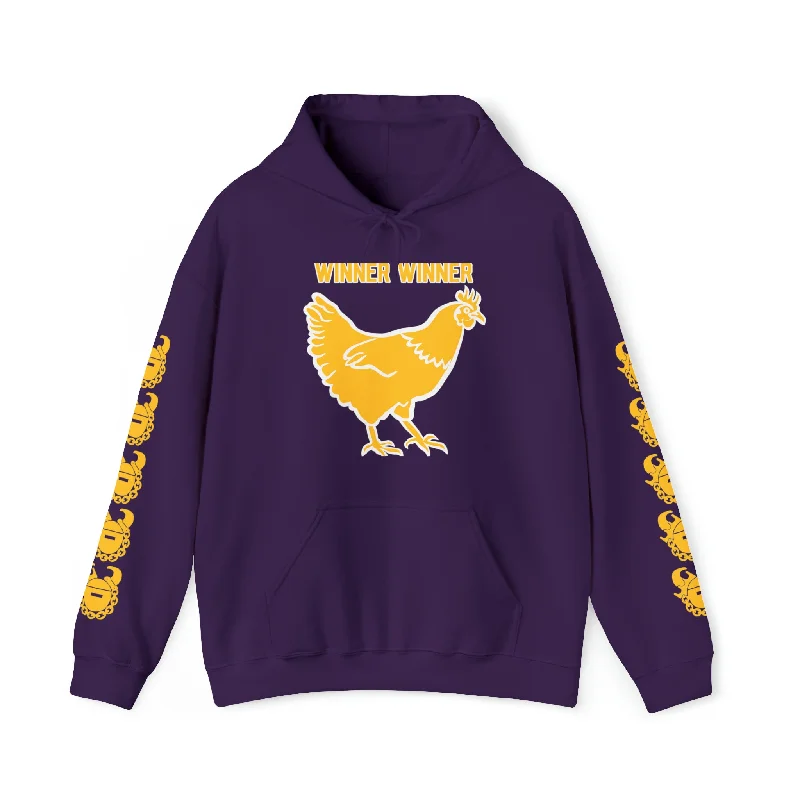 Unisex Heavy Blend™ Hooded Sweatshirt - Winner Winner Chicken Dinner + Game Day Helmet (Sleeves)