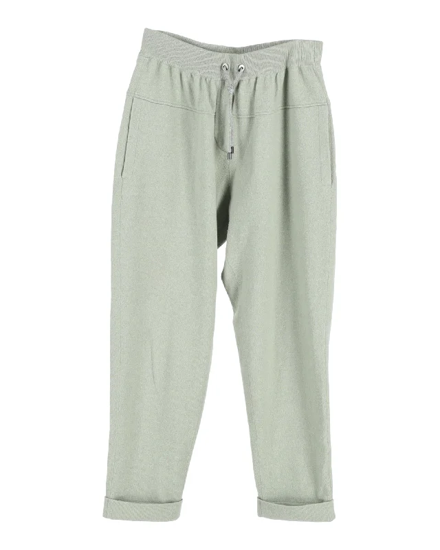 Brunello Cucinelli Drawstring-Waist Sweatpants in Green Cashmere