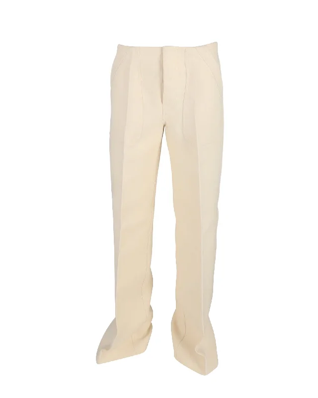 Celine Straight Leg Trousers in Cream Wool