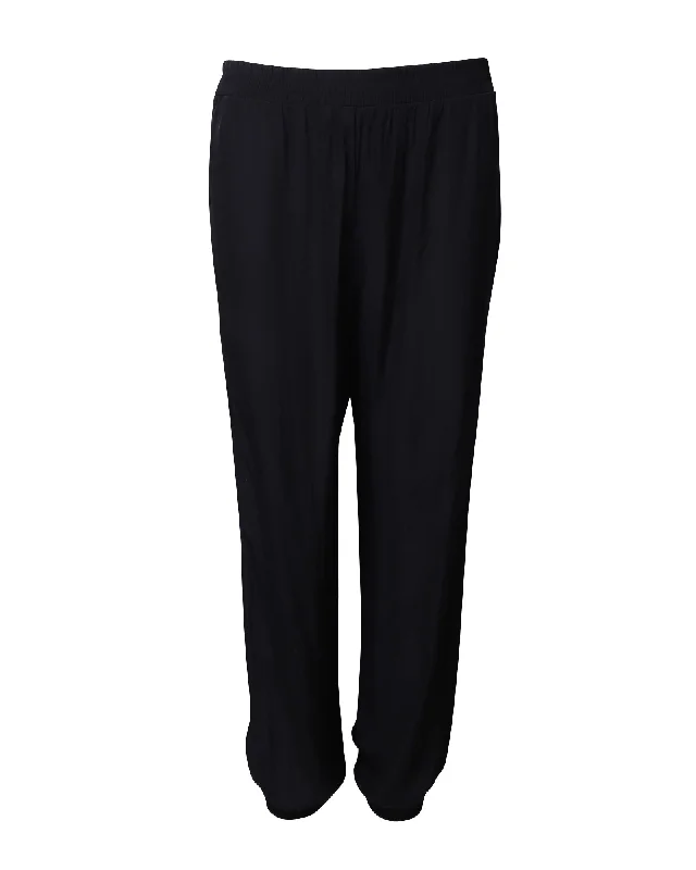 Lanvin Elastic Waist Trousers in Navy Blue Polyester