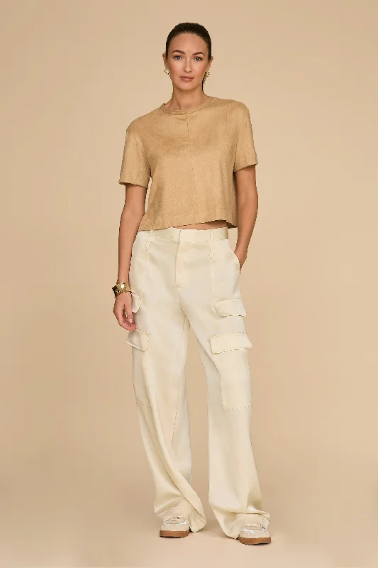 Milan Satin Cargo Pant - Pearl