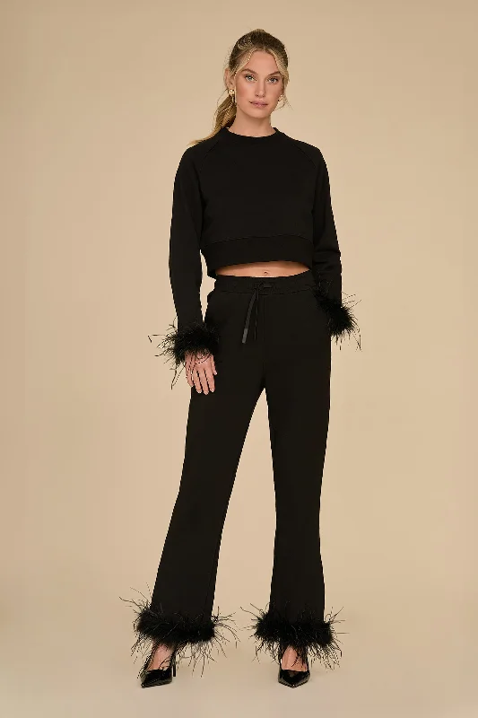 Rada Feather Trim Pant - Black