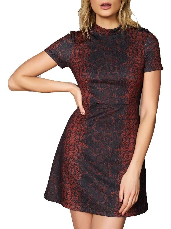 Womens Snake Mockneck Sheath Dress